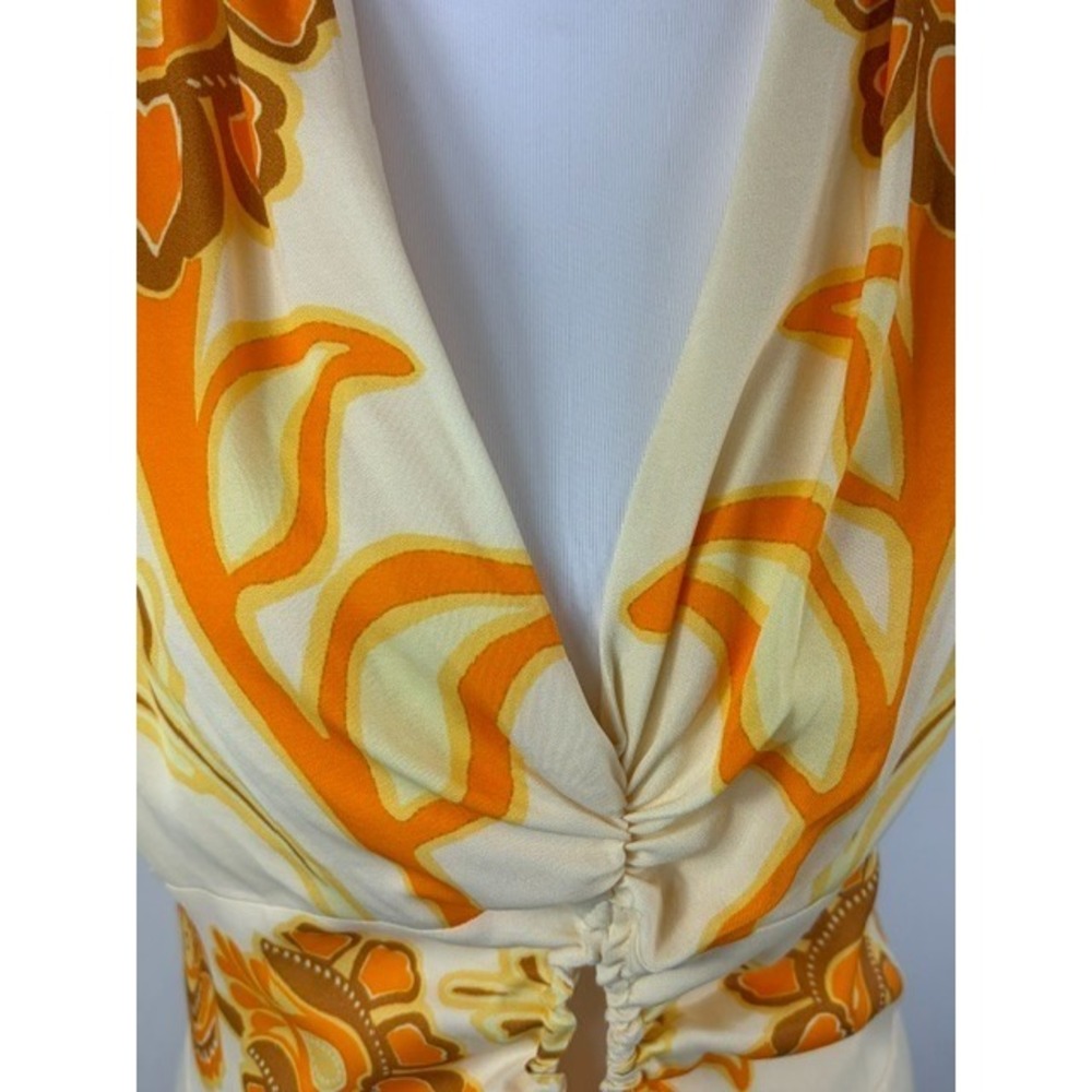 Farm Rio Anthropologie Maxi Dress XL Yellow Floral Retro Boho Tropical Chic - Picture 3 of 16